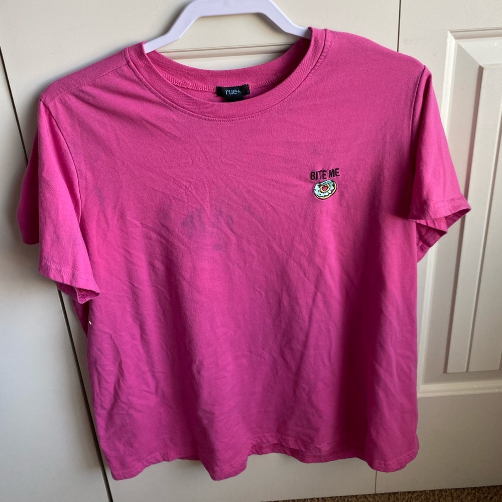 Ross pink shirt with donut accent